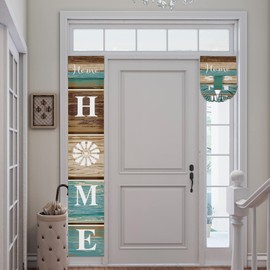 BEMIGO Sidelight Curtains for Front Door,Vintage Windmill Wood Skylight Shade Narrow Window Curtains,Privacy Door Side Window Covering,Room Darkening Door Curtains for Small Windows 12x70