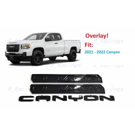 GMC Overlay 3PCS Gloss black Door Rear Elevation Canyon Emblems Fit 2021-2022 Canyon