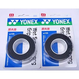 YONEX AC135 Wet Super Strong Grip, Black x 2 Piece Set