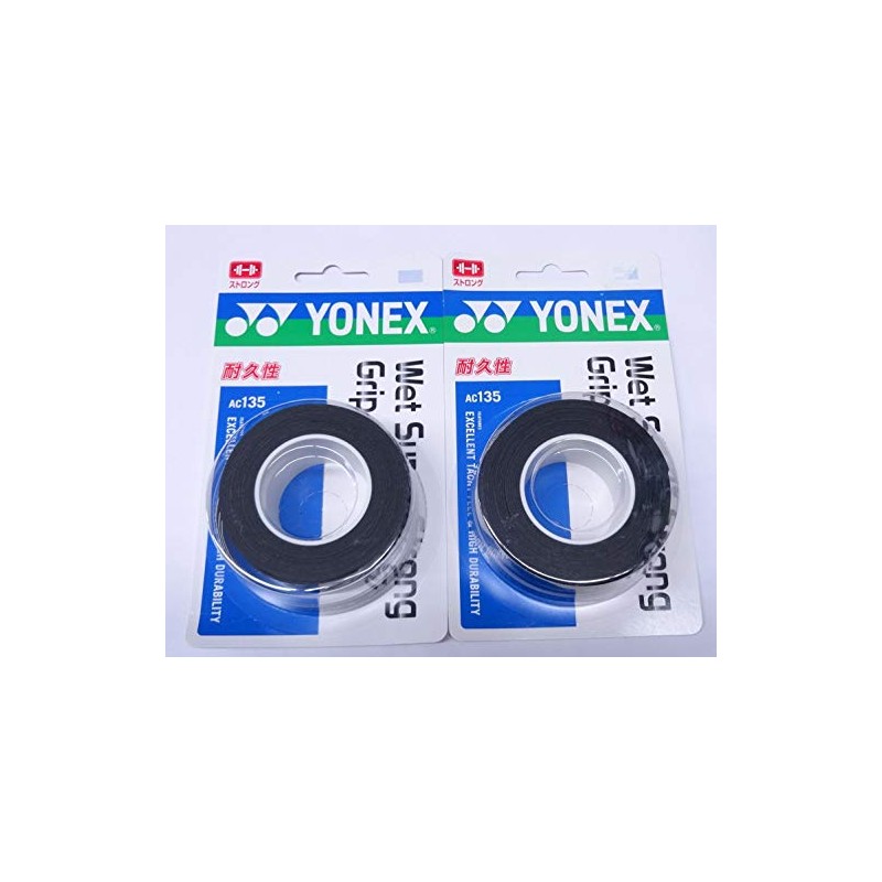 YONEX AC135 Wet Super Strong Grip, Black x 2 Piece