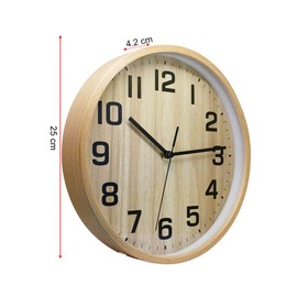 ALEENFOON 10 Zoll Holz Uhr Modern Leise Wanduhren Tischuhr für Wohnzimmer Küche Ohne Tickgeräusche Innenuhr Nicht Tickende Wanduhren Hängende Uhr (Hölzern)