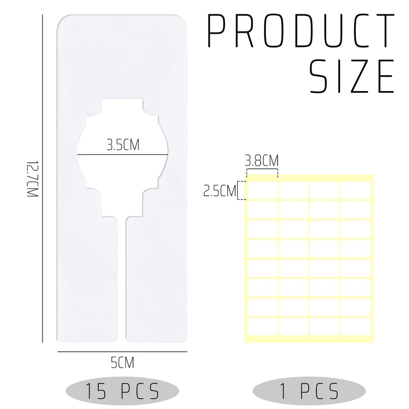 15 Pieces Wardrobe Shelf Divider, 1 Piece Blank Sticker White