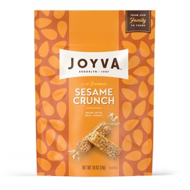Joyva Sesame Crunch, 16 oz (454g) Pouch | Individually Wrapped Honey Sesame Candy | Kosher Parve, Gluten-Free, Dairy-Free | Crunchy Snack with Roasted Sesame Seeds | Made in Brooklyn, NY