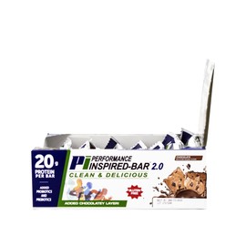 Performance Inspired Nutrition - Protein Bar 2.0 – Contains: 20G Protein - 6G Fiber - 4g MCTs - 1 Billion CFU Probiotics – 1G Prebiotics - G Free – BIG 70g bar - Chocolate 12-Ct. Box