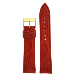 Tech Swiss 12mm Watch Band Genuine Leather Lizard Grain Red Quick Release Built-in Pins Gold-Tone Buckle