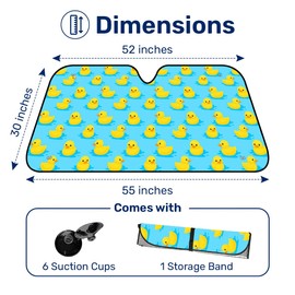 GENANY Blue Rubber Duck Windshield Sun Shade for Car SUV Truck (55x30 Inches), Sun Shade Windshield, Shades for Front Windows, Sunshade for Car Windshield, Protector Blocks UV