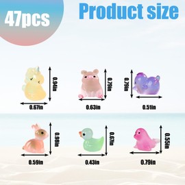 TZMFHD 47 Resin Animals,Low in the Dark Tiny Plastic Animal, Capybara, Duck, Piglet, Unicorn, Bunny, Sea Lion,Small Resins Animals,Resin Animal Mixed, Creative DIY Miniature Creatures for Room Decor