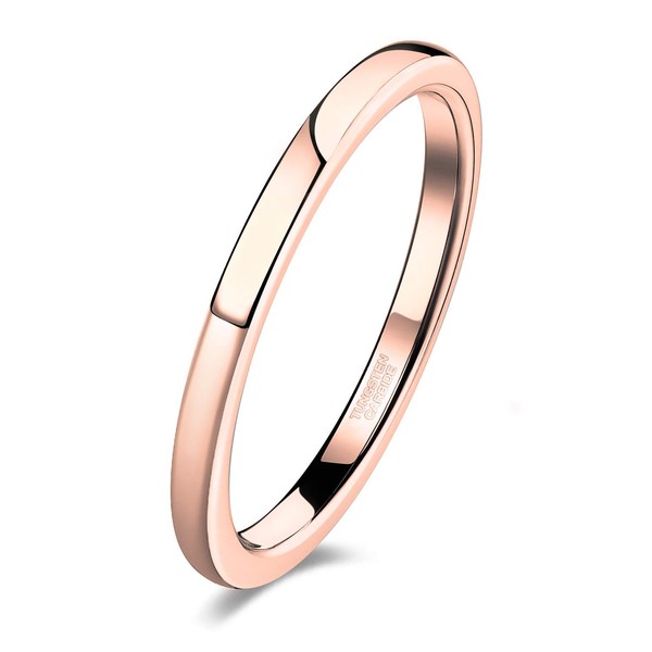 Zakk Rings Women Men Tungsten Rose Gold Front Ring Slim