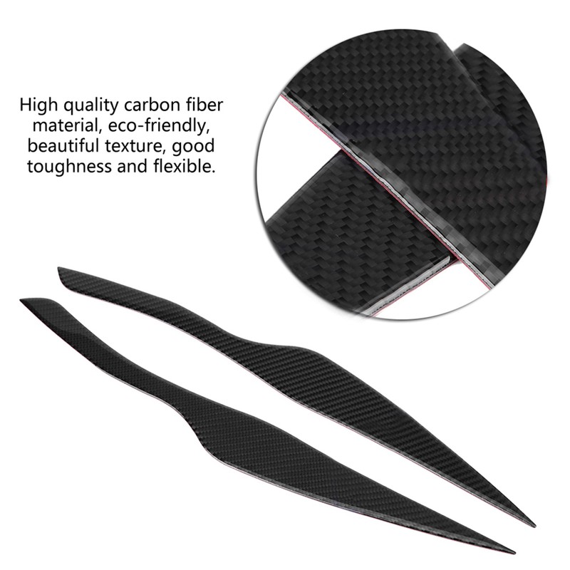 Pair Carbon Fiber Headlight Eyebrow Eyelid Cover for 3 Series