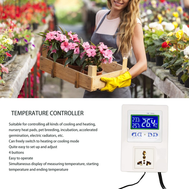 Digital Temperature Controller LCD Display Heating Cooling Thermostat Controller for
