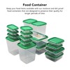 17PCS Food Container Green Fridge Bins Food Grade Plastic Leakage
