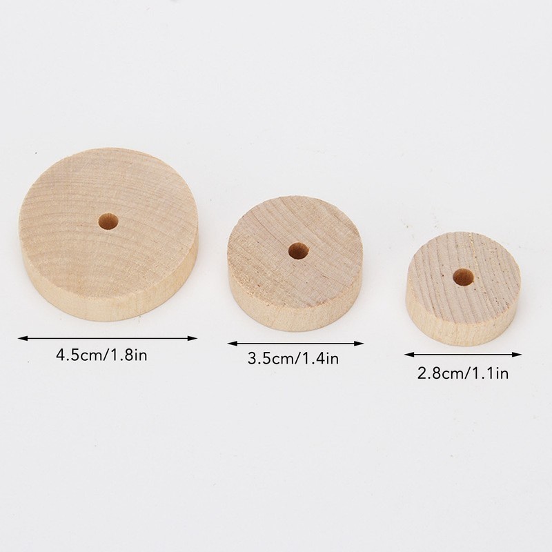 Unfinished Wood Wheels DIY Polished Round Wheel Wooden Pieces for