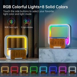AUYLE Atmosphere Lamp Wireless Charger 15W, Night Light with Bluetooth Speaker, LED Bedside Lamp Multi-Colored Night Light for Teenage Girls Boys Birthday Christmas Gifts [Energy Class G]