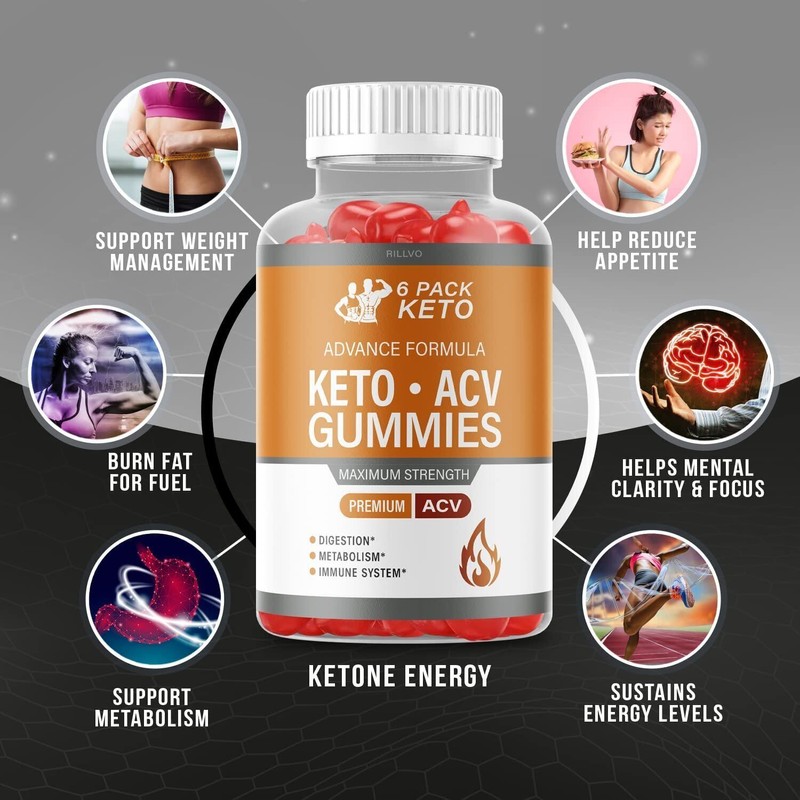 Rillvo (3 Bottles) 6 Pack Keto ACV Gummies Advanced Formula
