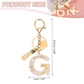 PATIKIL Alphabet Initial Letter Keychain, Resin Cute Keychains with Tassel Heart Letter G Pendant Charm for Women Key Purse Handbag Backpack Bag Accessories, Beige