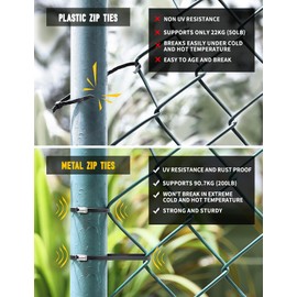 XUTTUM Metal Zip Ties Black,With Special Fastening And Cutting Tools,150 Pcs 11.8 Inch,Multi-Purpose Stainless Steel Cable Ties, Suitable For Agricultural Fencing, Garden Chain Link Fence Fixing, Pipe Tying.