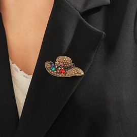 Shejuety exquisite vintage hat brooch inlaid with multicolored rhinestone crystal flower for women brooch backpack badge jacket hat dress sweater anti light pin birthday jewelry gift