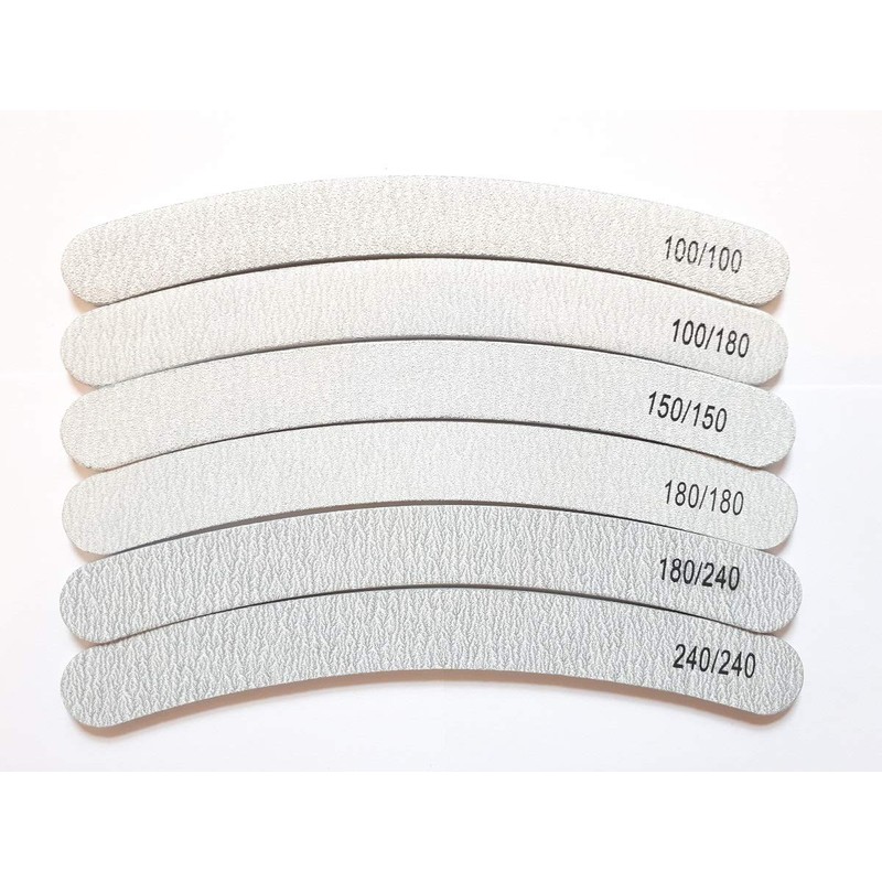 25x Nail Files Zebra Shape CURVED BANANA BOOMERANG Double Sided