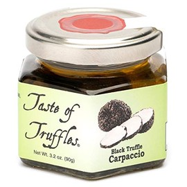 Black Truffle Slices Carpaccio wt. 3.2 oz (90g) Preserved in Olive Oil Burgundy Black Fall/Winter European Sliced Truffles (Tuber Uncinatum) Gourmet Food Garnish Seasoning