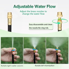 360° Adjustable Mister Drip Irrigation System -Water Trampoline Sprinkler Kit for Kids Summer Fun.50Ft Garden Greenhouse Plant Watering System with 8 Nozzles for Yard, Lawn, Plants