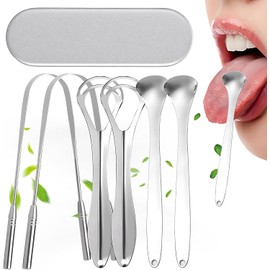 Limpiador De Lengua, Raspadores De Lengua Reutilizable, cepillo de lengua Acero Inoxidable De 6 Piezas, Para Un Aliento Fresco Y Cuidado Bucal