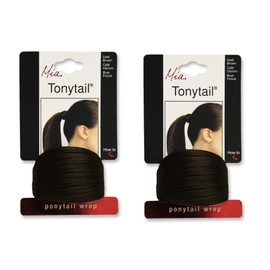 Mia Tonytail Ponytail Wrap, Synthetic Hair That Looks Like Your Own Hair Wrapped Around, Classic + Chic - Dark Brown 2 Piece Pack