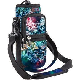 icolor - Soporte para bolsa de transporte para botellas de agua, 25/32/40/64 onzas, correa acolchada ajustable para hombro y asa, mochila deportiva para senderismo, funda de neopreno con aislamiento para botella de boca ancha