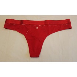 Victoria's Secret Logo Micro Shine Thong Panty - XL - Lipstick Red