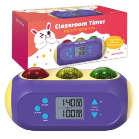Visual Classroom Timer for Kids & Teachers w/Visual and Audible Alarms - Light Timer Green(GO) Orange(Alarm) Red(Stop) for Lessons Exam Quiz Break Time Tracking Kids