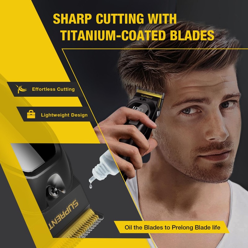 SUPRENT Mens Hair Clipper-Rechargeable Hair Cutting Kits with LED Display,