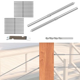 HEIDIBEAR 40pack T316 Stainless Steel Left&Right Handed Thread Swage Lag Screws Cable Railing Hardware Kit for Wood Posts of 1/8" Cable Railing Kit Deck Cable Railing Kit DIY Baluster kit, DR01