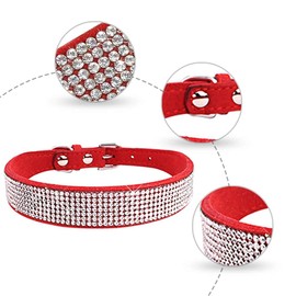 Jxinrong Rhinestone Dog Collar, Cute Dazzling Sparkling Soft Suede Leather Dog Cat Rhinestone Collar Crystal Diamond Pet Dog Puppy Collar