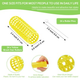 24 Pcs Brush Hair Rollers Mesh Hair Rollers Hair Curlers Roller with Roller Pins for Women Girls Hair Barber Hairdressing Tools Hairstyle Supplies