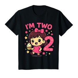 Kids I’m Two Birthday Girl Cupcake 2nd Birthday Design T-Shirt