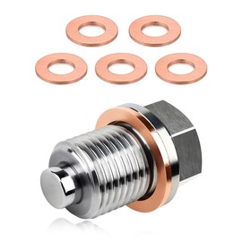 KVAEY Magnetic Oil Drain Plug, M16×1.5 Aluminum Alloy Sump Drain Nut Bolt with Cooper Crush Washer, Leak-Proof Engine Oil Drain Sump Bolt Screw Replacement for Most Vehicles