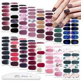 WOKOTO 16 Sheets Gradient Nail Polish Strips Stickers for Women Nail Wraps Stickers for Nails Press On Nail Polish Wraps Marble Design Nail Art Gel Strips Nails Full Nail Stickers Nail Color Strips