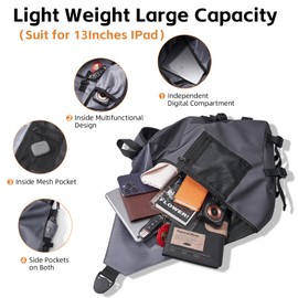 TANGCORLE Sling Shoulder Bag Crossbody Shoulder Sling Backpack Hiking Chest Bag Hiking Daypack for Travel Outdoor, Grey, TC-511