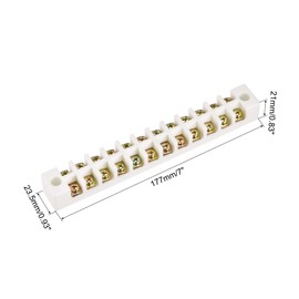 MECCANIXITY Porcelain Ceramic Terminal Block 12 Way High Temperature 177x23.5x21mm for Wire Connector