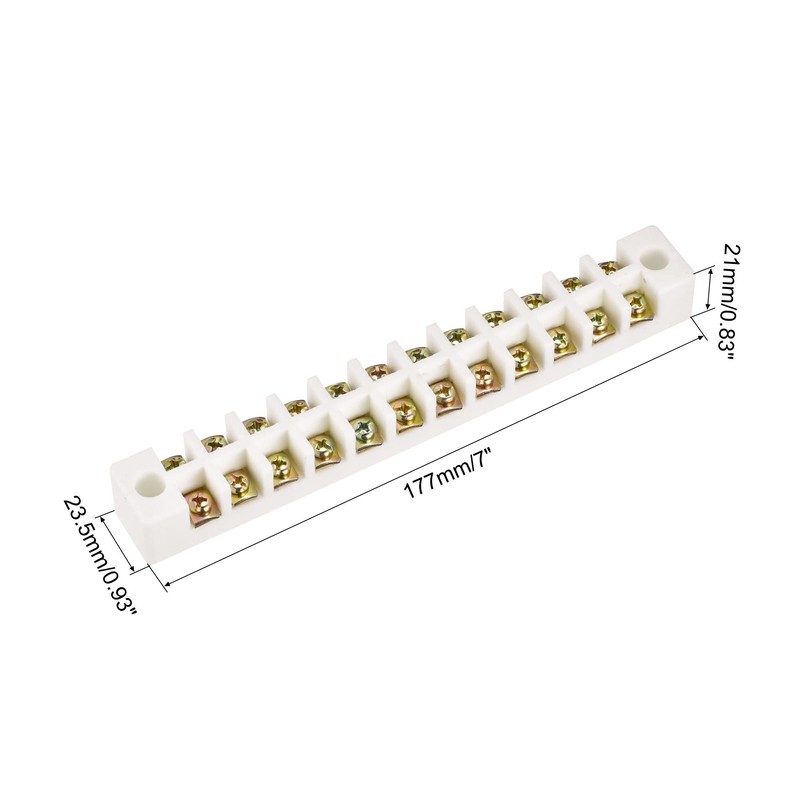 MECCANIXITY Porcelain Ceramic Terminal Block 12 Way High Temperature 177x23.5x21mm