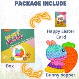 Easter Bunny Poppers, Bunny Carrot Pop Bubble Fidget Sensory Toy, Puzzle Popper, Easter Gifts for Kids,Toddler, Easter Basket for Toddlers Girl, Easter Toys, Stocking Easter Basket Stuffers (Rainbow)