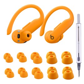 Seltureone 10 Pairs Compatible with Beats Powerbeats Pro 2 Ear Tips with Cleaning Kit, 5 Sizes Soft Silicone Replacement Ear Tips for Beats Powerbeats Pro 2 - Electric Orange