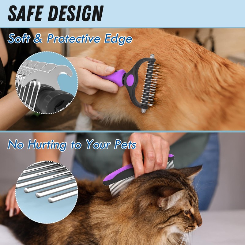 Docrok Pet Grooming Brush and Metal Comb Combo - Undercoat