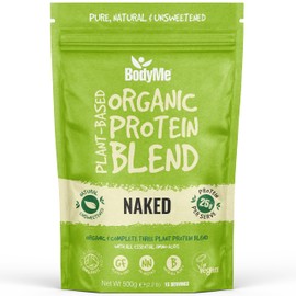 BodyMe Organic Vegan Protein Powder Blend, Naked Natural - Unsweetened, Low Carb, 3 Plant Based Vegan Protein Powder with 25g of Complete Protein, Gluten and GMO Free, 500 gm