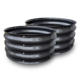 GrowHaus 2Pack 2x2x1FT Galvanized Raised Garden Bed, Planter Boxes Outdoor Round Metal Garden Beds for Planting Vegetables Flowers Herbs Dark Gray