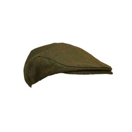 WALKER AND HAWKES Unisex Tweed Dainton Country Style Waterproof Flat Cap, Dark Sage
