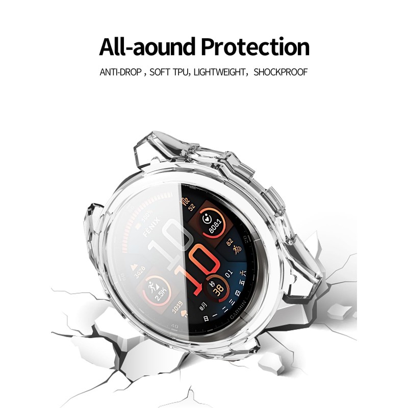 2 Pack Case for Garmin Fenix 8 51MM Smartwatch Cover,All-Round