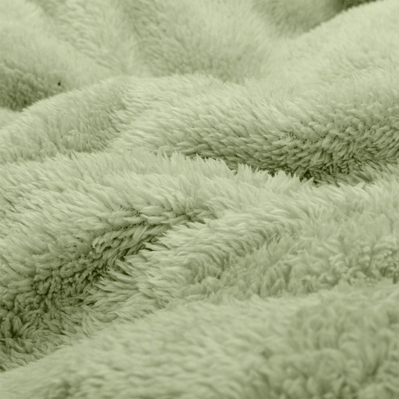 Snug Rug Sage Green Sherpa Fleece Fluffy Luxury Sofa Blanket