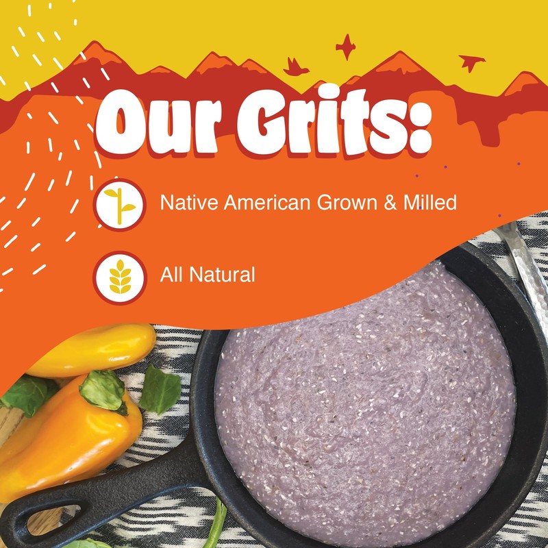 Western Blue Corn Grits, Native American Grown, Coarse Ground Heirloom,