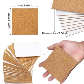 Self-Adhesive Cork Square, Allazone 120 Pack 10 x 10CM Cork Backing Sheets for Wall Decoration, Party Supplies Coasters and DIY Crafts