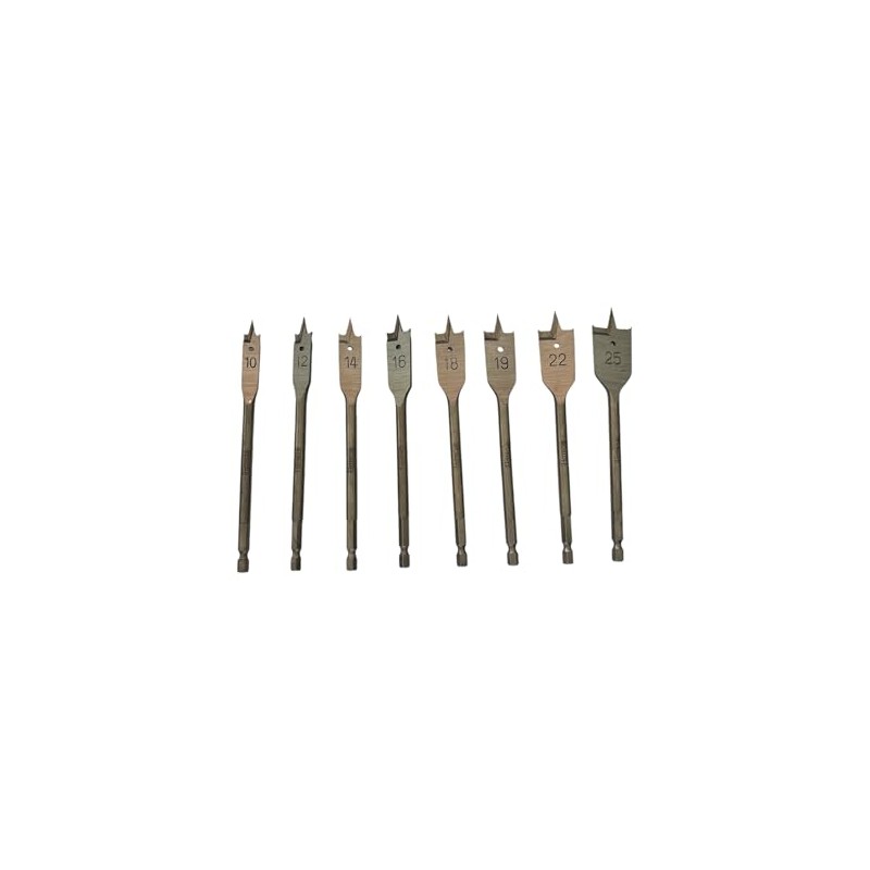 Set Punte Trapano Legno 8 Pezzi | Mecchie Piatte 10–25